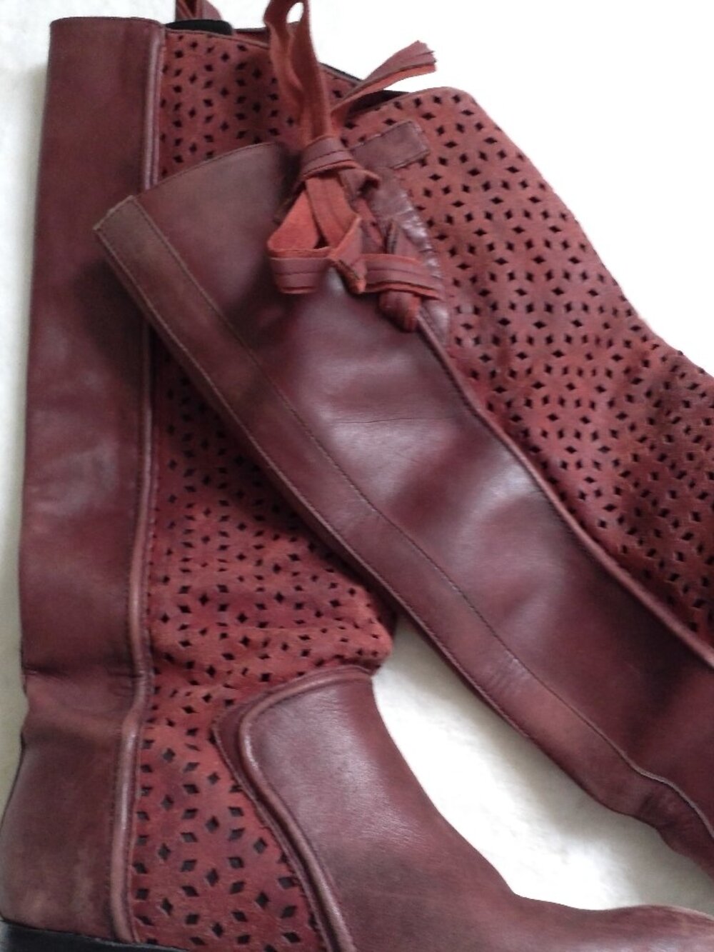 Anthropologie LEATHER BOOTS WITH SHAFT TIE SIZE 37